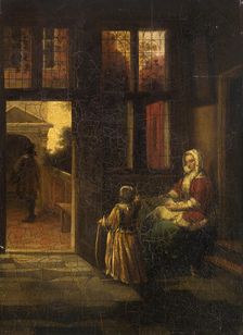 Partial copy after Pieter de Hooch Interior Scene with a Woman Reading and a..., 1700s or 1800s. Creator: Unknown