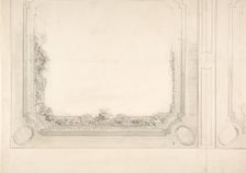 Partial design for a ceiling to be painted with a trompe l'oeil iron railing and roses, 2nd half 19t Creators: Jules-Edmond-Charles Lachaise, Eugène-Pierre Gourdet