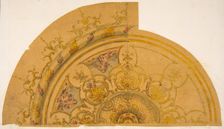 Partial design for a circular ceiling decoration, 1830-97. Creators: Jules-Edmond-Charles Lachaise, Eugène-Pierre Gourdet
