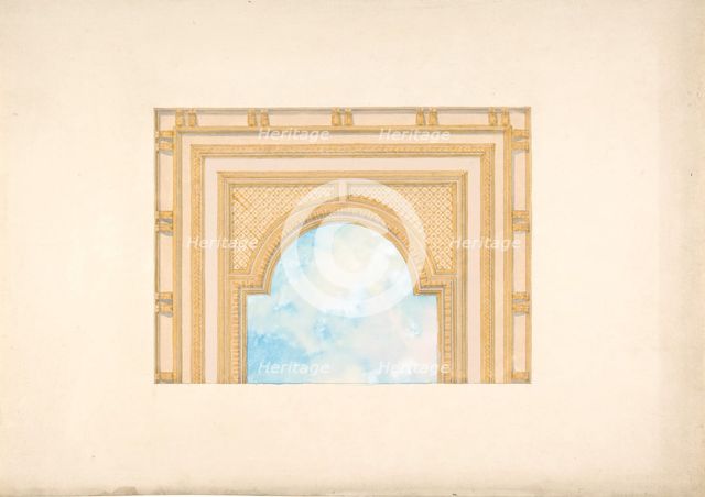 Partial design for a decorated ceiling painted with clouds, 1830-97. Creators: Jules-Edmond-Charles Lachaise, Eugène-Pierre Gourdet.