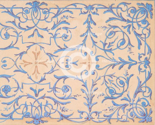 Partial design for a decorative panel painted in rinceaux, 19th century. Creators: Jules-Edmond-Charles Lachaise, Eugène-Pierre Gourdet.