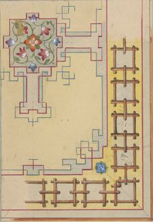 Partial design for ceiling decorated in chinese motifs, 1830-97. Creators: Jules-Edmond-Charles Lachaise, Eugène-Pierre Gourdet