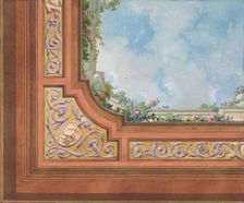 Partial design for ceiling decoration with clouds and roses, 1830-97. Creators: Jules-Edmond-Charles Lachaise, Eugène-Pierre Gourdet