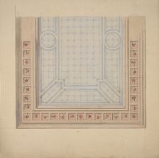 Partial design for ceiling with a border of flowers, 1830-97. Creators: Jules-Edmond-Charles Lachaise, Eugène-Pierre Gourdet