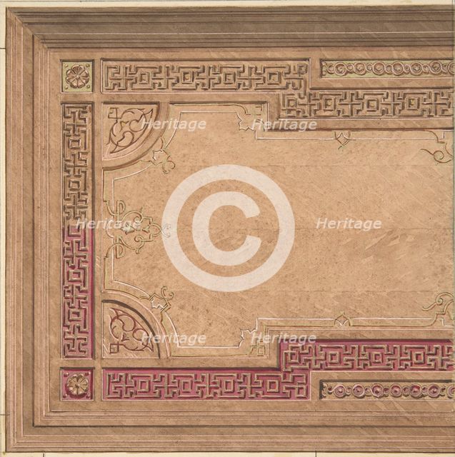 Partial Design for the decoration of a ceiling, 1840-97. Creators: Jules-Edmond-Charles Lachaise, Eugène-Pierre Gourdet.