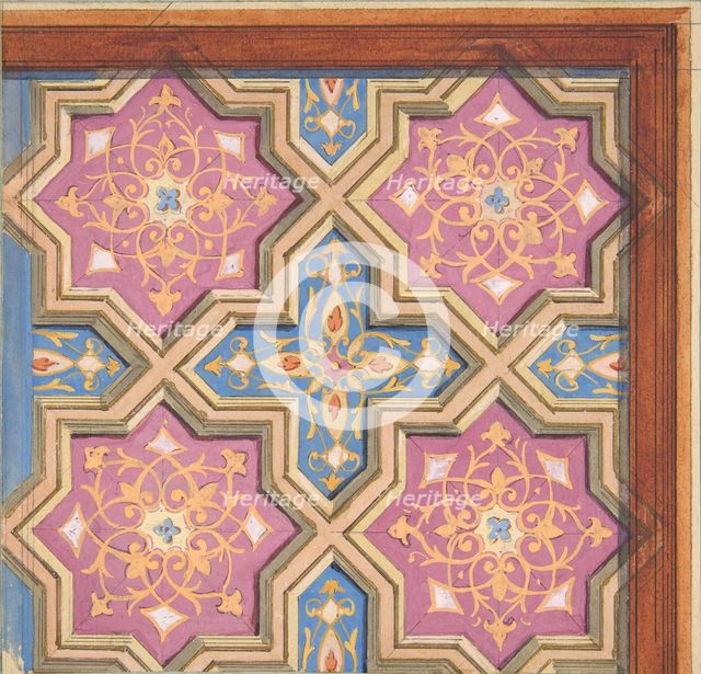 Partial design for the decoration of a ceiling, 1840-97. Creators: Jules-Edmond-Charles Lachaise, Eugène-Pierre Gourdet.