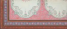 Partial design for the decoration of a ceiling with scrollwork and a border of ribbons..., 1830-97. Creators: Jules-Edmond-Charles Lachaise, Eugène-Pierre Gourdet