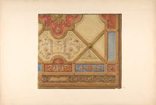 Partial design for the decoration of a ceiling in geometric panels painted with putti, masks..., 183 Creators: Jules-Edmond-Charles Lachaise, Eugène-Pierre Gourdet