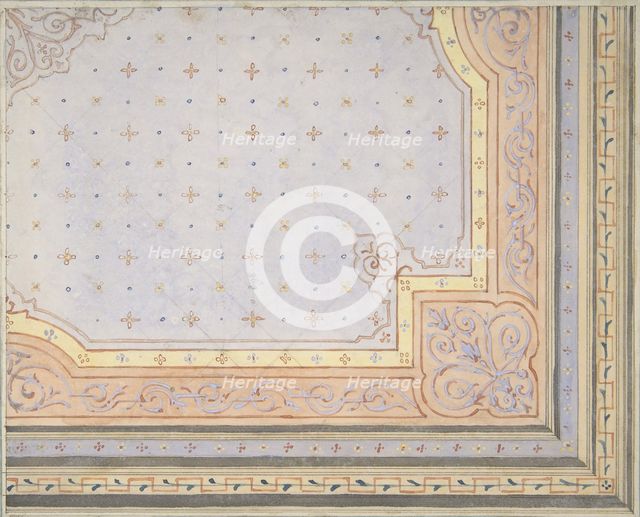 Partial design for the painted decoration of a ceiling, 1830-97. Creators: Jules-Edmond-Charles Lachaise, Eugène-Pierre Gourdet.