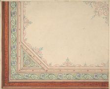 Partial design for the painted decoration of a ceiling, 1840-97. Creators: Jules-Edmond-Charles Lachaise, Eugène-Pierre Gourdet