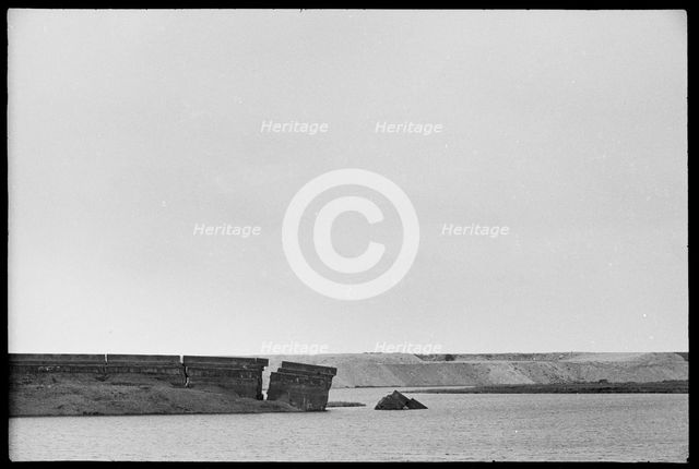 Partially collapsed sea defences, Hodbarrow Iron Mine, near Millom, Cumbria, c1968-c1980. Creator: Ursula Clark.