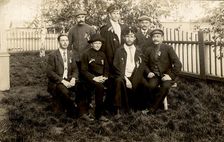 Participants of the bird cherry festival at the Znamensky glass factory, 1913-1914. Creator: S. Ia. Mamontov