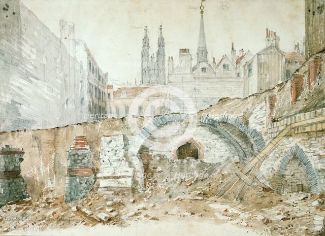 Parts of late 1st-early 2nd century basilica in the City of London. Creator: Henry Hodge.