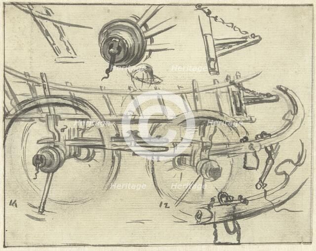 Parts of the construction of a farm wagon, 1770-1825. Creator: Simon Andreas Krausz.