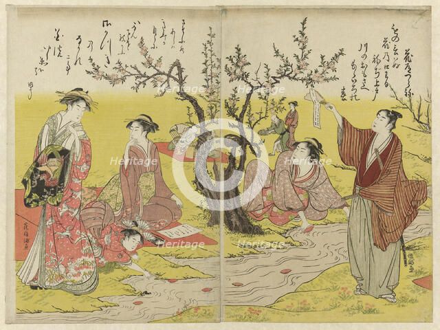 Party by a winding stream, Japan, n.d. Creator: Kubo Shunman.