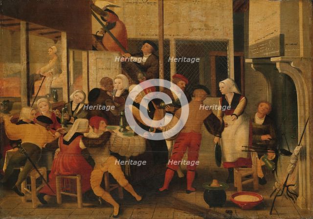 Party in a Brothel, c.1540. Creator: Workshop of the Brunswijkse Monogrammist.