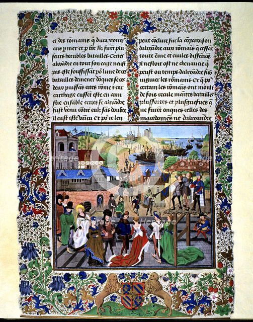 Party in Taranto, miniature by Loyset Lyedet en the work 'Histoires Romaines' by Jean Mansel.