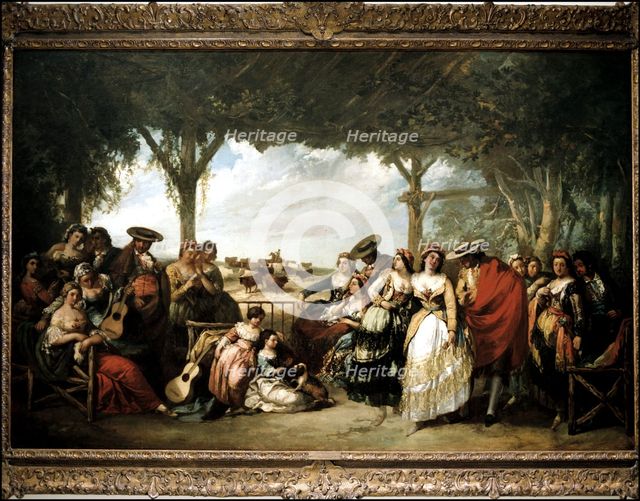 Party in the Muñoza', Eugenio Lucas Oil.