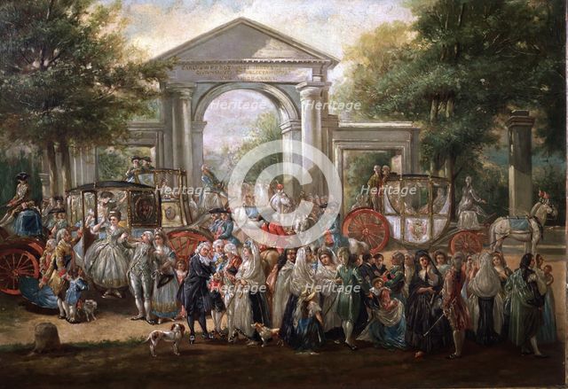  'Party in the Botanical Garden', oil on canvas by Luis Paret y Alcazar.