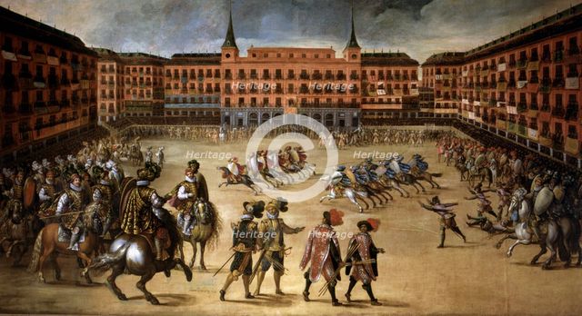  'Party in the Plaza Mayor in Madrid', oil on canvas, h 1623, by Juan de la Corte.