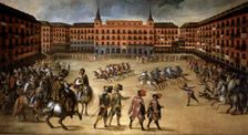 Party in the Plaza Mayor in Madrid oil on canvas, h 1623, by Juan de la Corte
