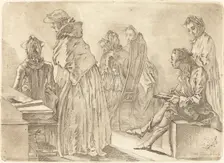 Party with Six Ladies and the Artist, 1758. Creator: Daniel Nikolaus Chodowiecki