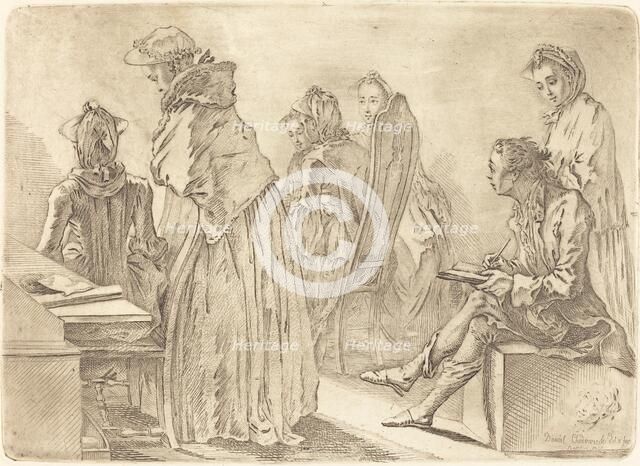 Party with Six Ladies and the Artist, 1758. Creator: Daniel Nikolaus Chodowiecki.