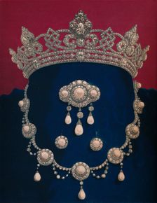 Parure of Diamonds and Pearls - The Gift of HRH The Prince of Wales 1863. Creator: Robert Dudley