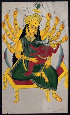 Parvati enthroned nursing Ganesha. Creator: Unknown