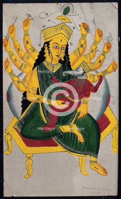 Parvati enthroned nursing Ganesha. Creator: Unknown.