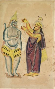 Parvati Placing a Wedding Garland on Shiva, 1800s. Creator: Unknown