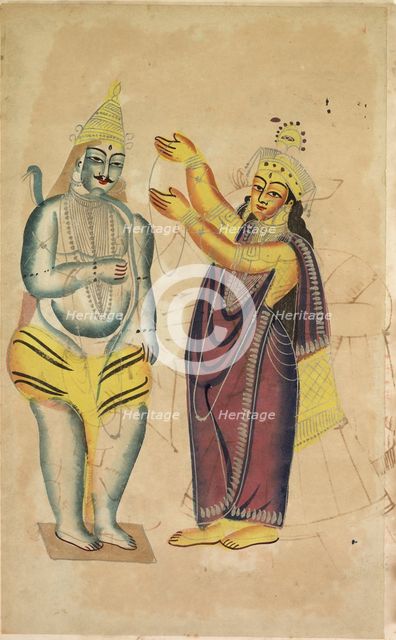 Parvati Placing a Wedding Garland on Shiva, 1800s. Creator: Unknown.
