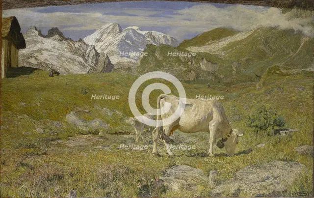 Pascoli di primavera (Spring Pastures), 1896. Creator: Segantini, Giovanni (1858-1899).