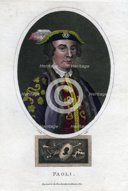 Pascal Paoli, 18th century Corsican general and patriot, (1820).Artist: Thomas Dale