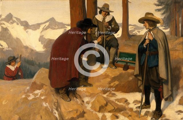 Pascal's experiment in the Puy de Dôme to test the relation between atmospheric...1648, c1910s. Creator: Ernest Board.