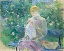 Pasie cousant dans le jardin de Bougival, 1881