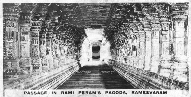 Passage in Rami Peram's Pagoda, Ramesvaram, Tamil Nadu, India, c1925. Artist: Unknown