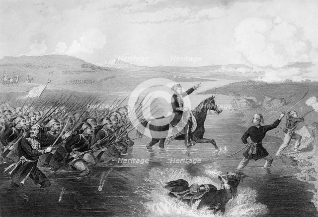 Passage of the Ingour by Omar Pasha (1806-1871), 1854 (1857).Artist: T Sherratt