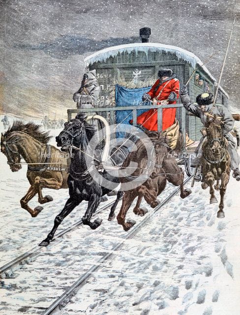 Passage of the military coaches on lake baikal, Siberia, Russia, 20th century. Artist: Unknown