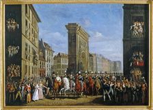 Passage of allied sovereigns on boulevard Saint-Denis, April 10, 1814, 1815. Creator: Jean Zippel