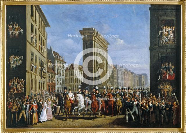 Passage of allied sovereigns on boulevard Saint-Denis, April 10, 1814, 1815. Creator: Jean Zippel.