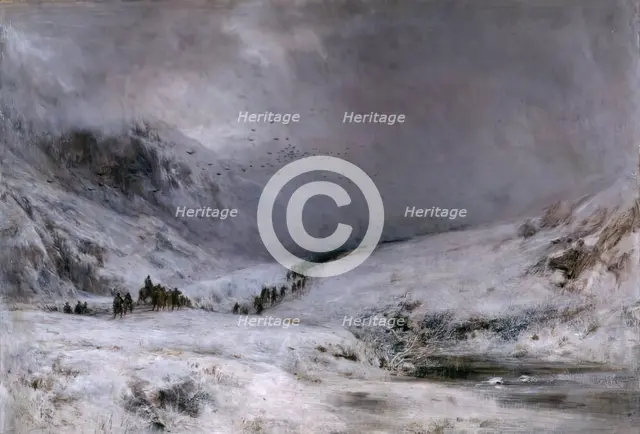 Passage of Montrose's Army Through Glencoe (Legend of Montrose), 1876. Creator: George Reid.