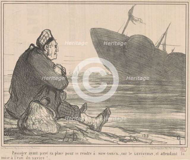 Passager ayant payé ... pour se rendre a New-York, 19th century. Creator: Honore Daumier.
