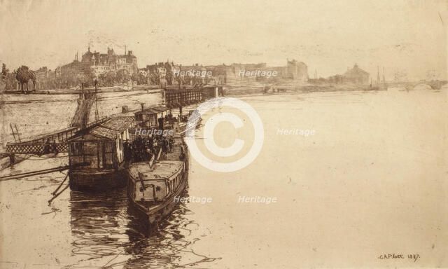 Passenger Boats on the Seine, 1887. Creator: Charles Adam Platt.
