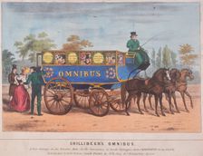 Passengers using Shillibeer's omnibus, London, 1829. Artist: Anon