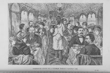 Passengers dining in a Pullman parlour railway car, 1882. Creator: Unknown