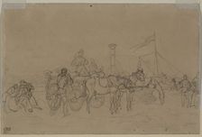 Passengers for Rhine Steamer (verso), second or third quarter 1800s. Creator: Heinrich von Mayr (German, 1806-1871)