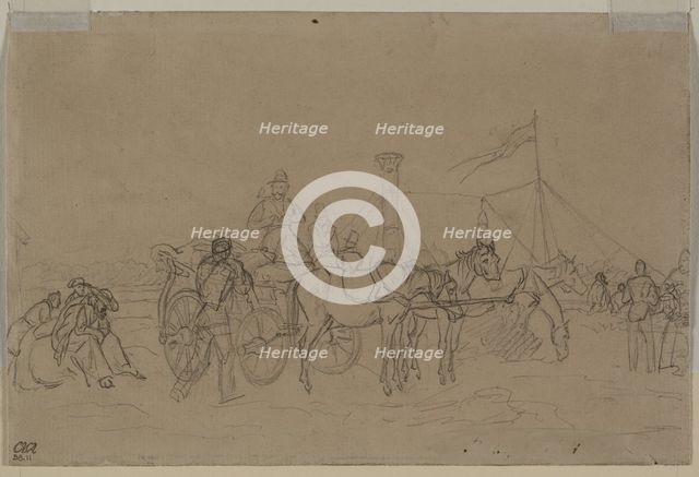 Passengers for Rhine Steamer (verso), second or third quarter 1800s. Creator: Heinrich von Mayr (German, 1806-1871).