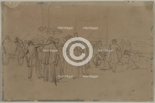 Passengers for Rhine Steamer (recto), second or third quarter 1800s. Creator: Heinrich von Mayr (German, 1806-1871).