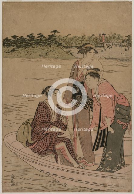 Passengers in a Ferry Boat on the Sumida River, 1784. Creator: Torii Kiyonaga (Japanese, 1752-1815).